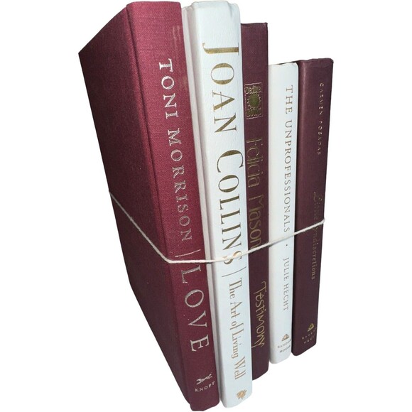 Vintage Hardcover Book Decor BURGUNDY+ WHITE Shelf Staging Props Home Decor - Picture 13 of 15